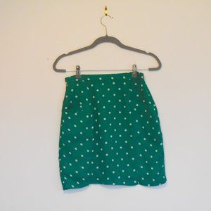 SOLD - Alythea Green with White Polka Dots Skirt Small